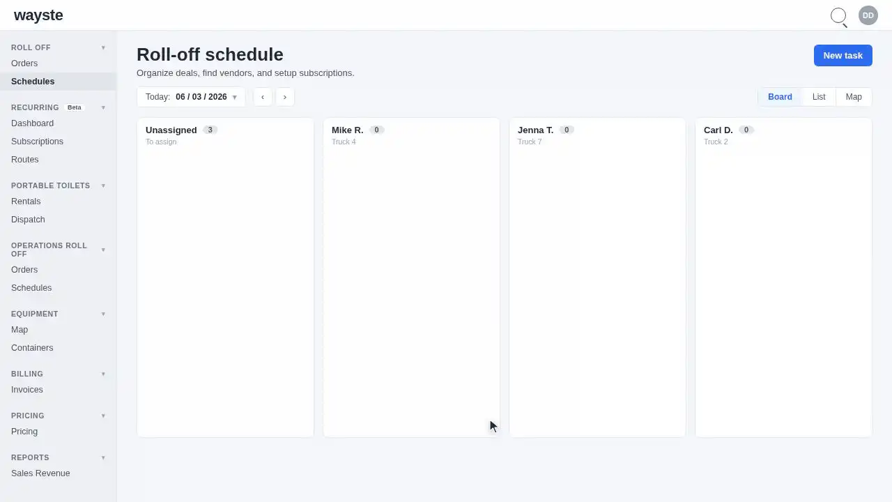 Roll-off schedule