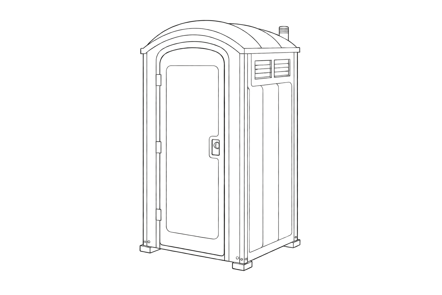 Line drawing of a portable toilet